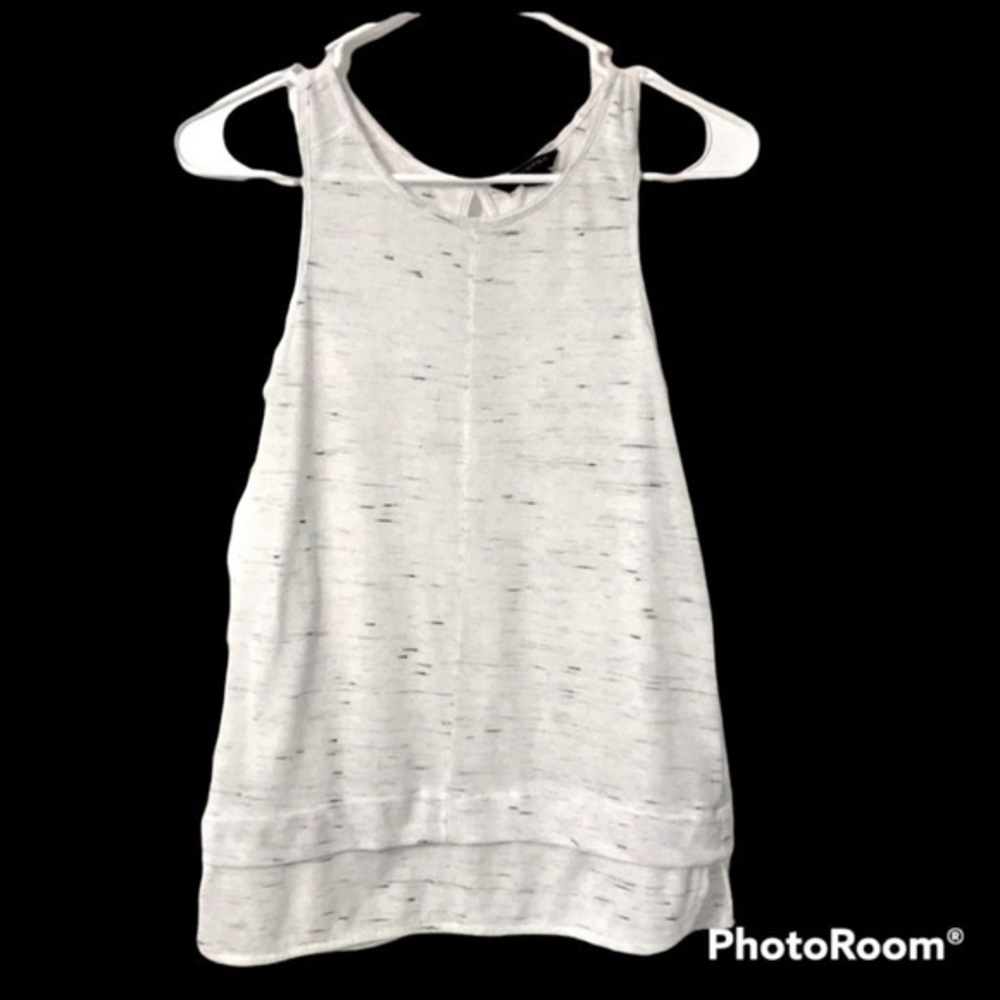 Banana Republic women’s tank top Hi-low shirt XS White with blue‎ gray flecks